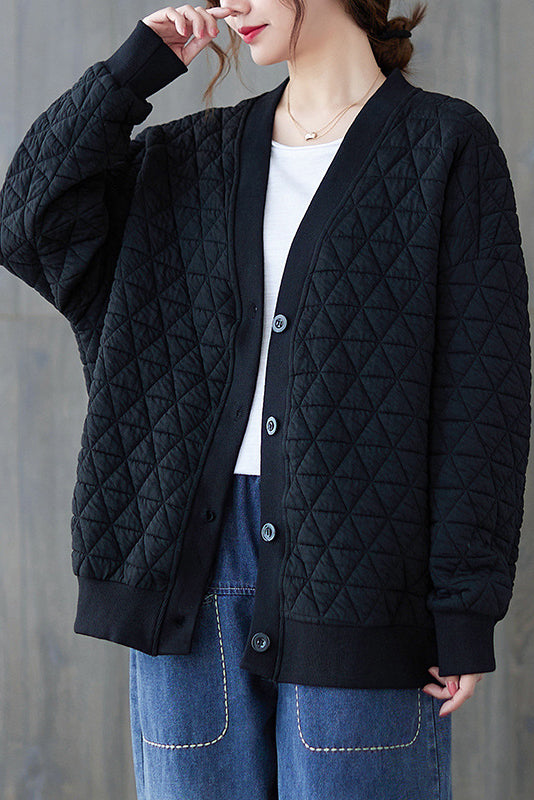 Khaki V Neck Daisythick Short Coats