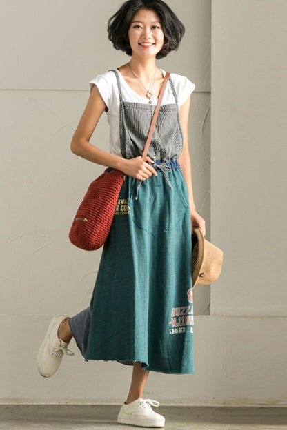 Korean Style Denim Suspender Skirt