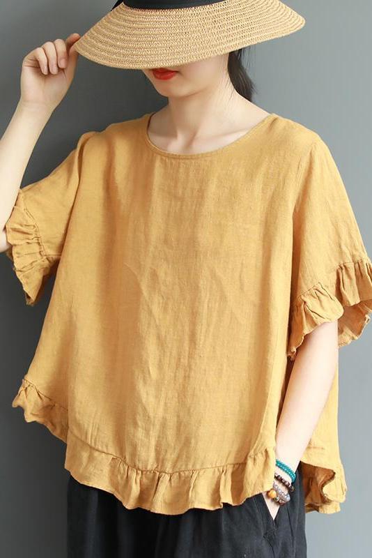 Loose Pure Color Button Down Shirt Summer Blouse