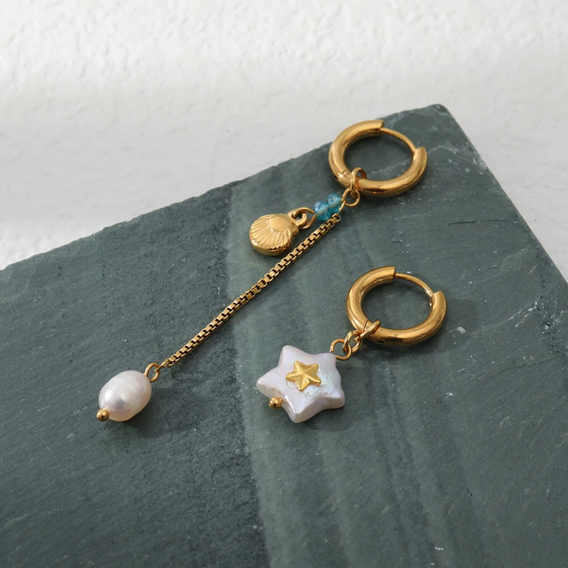 White Star Gold Earrings