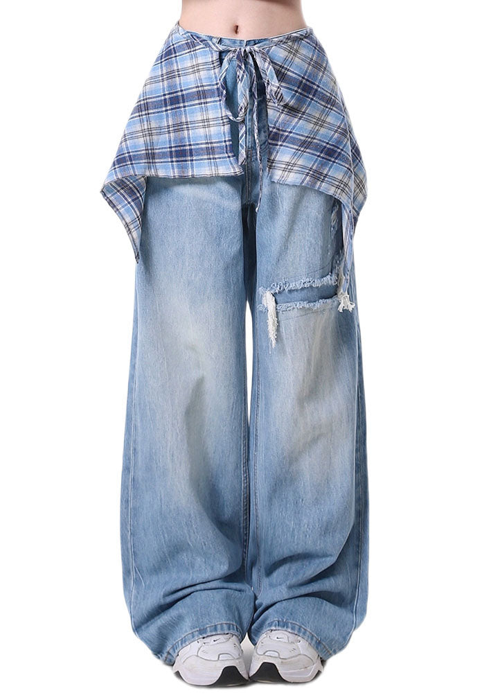 High Street Detachable Skirt Design Wide Leg Pants Spring