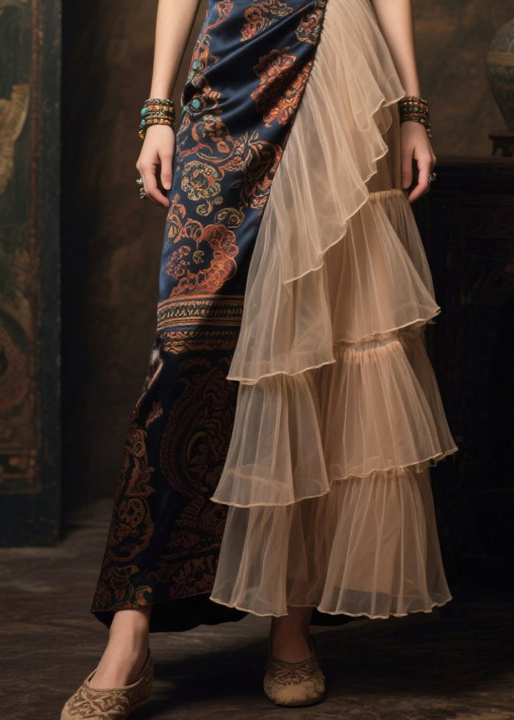 Asymmetrical Patchwork Tulle Silk Party Dress Summer