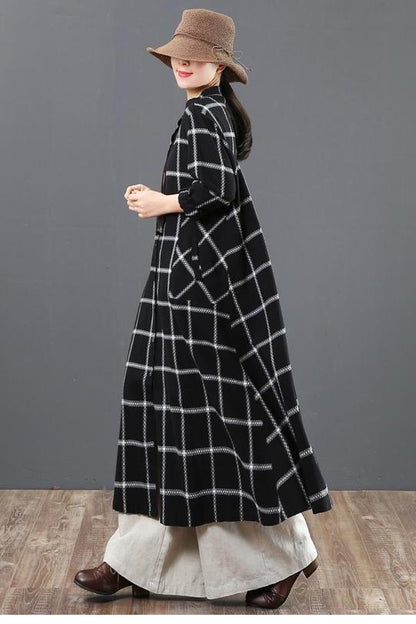 A Linen Cotton Plaid Shirt Dresses