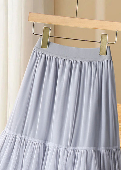 Black Ruffled Elastic Waist Tulle Long Cake Skirts