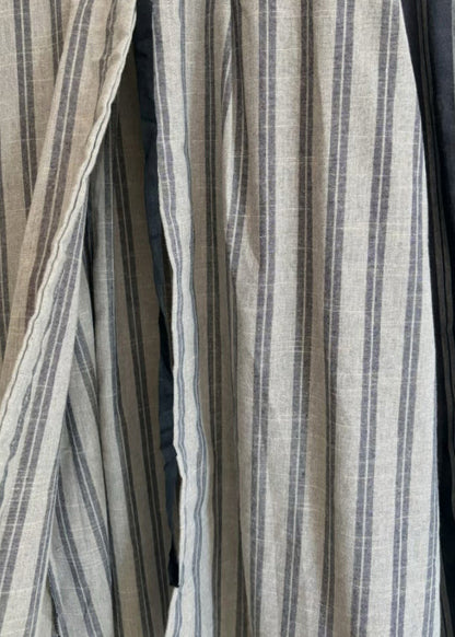 Black Striped Tie Waist Long Vest Dress Summer