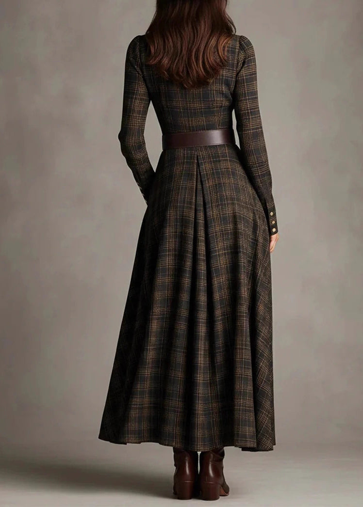 New Peter Pan Collar Plaid Cotton Shirts Dresses Fall