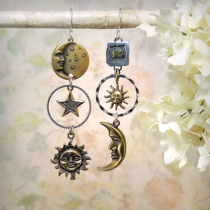 Sun-moon Pendant Earrings