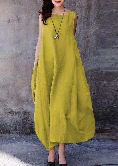 Purple O-neck Exra Large Hem Cotton Dresses Sleeveless