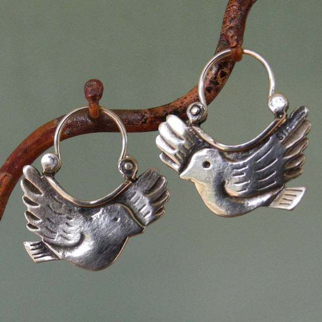 Bird Earrings in Silver
