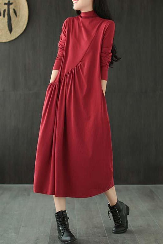 Limited Stock- Draped High Neckline Dress