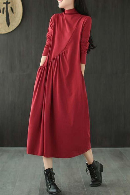 Limited Stock- Draped High Neckline Dress