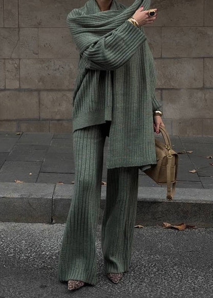 Mulberry V Neck Knit Two Piece Set Fall