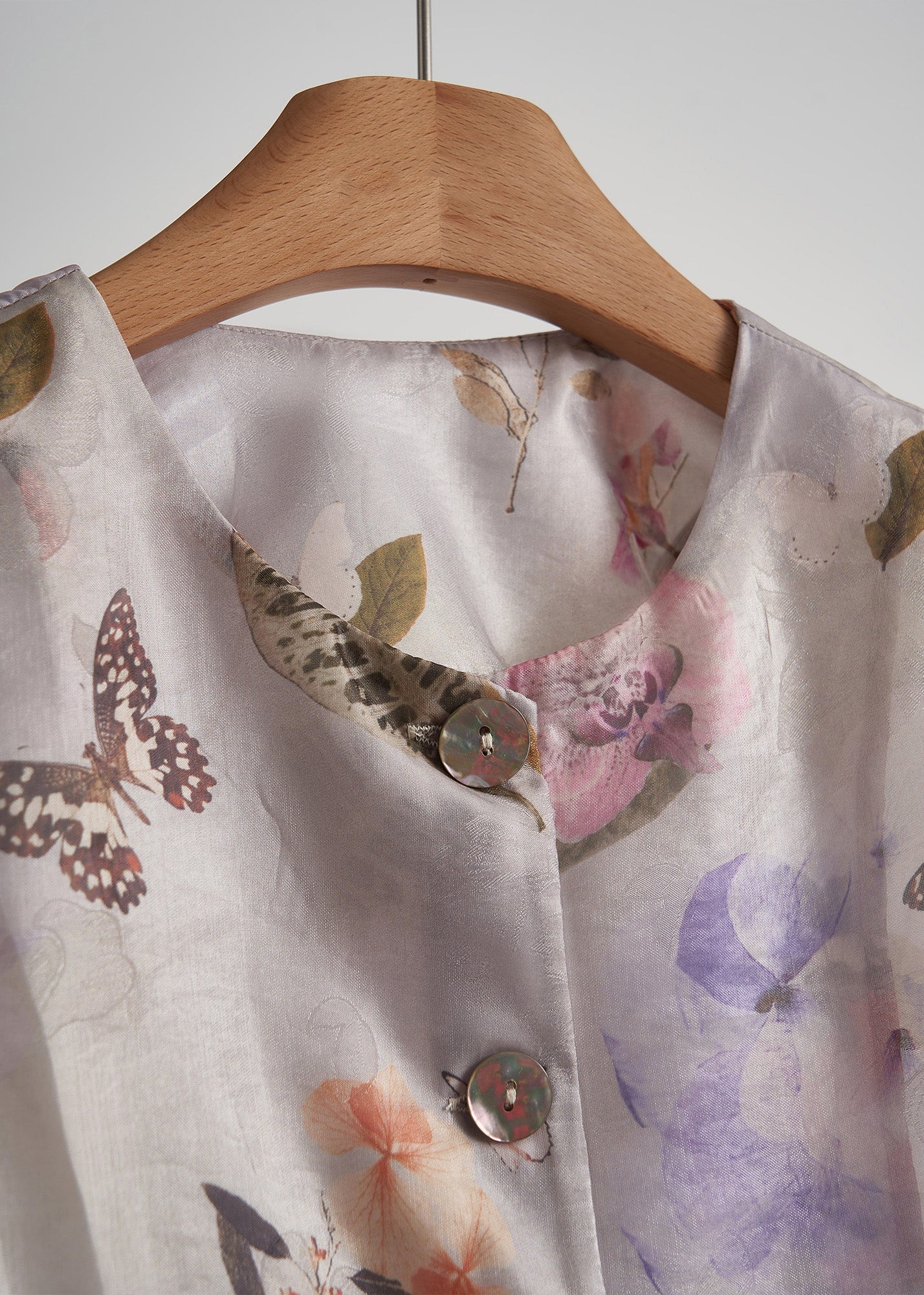 Purple Oversized Print Cotton Shirt Top Fall