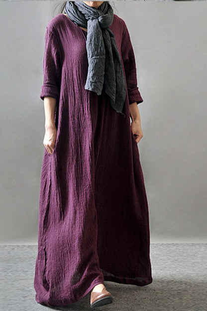Purple/black/orange Maxi Linen Dresses