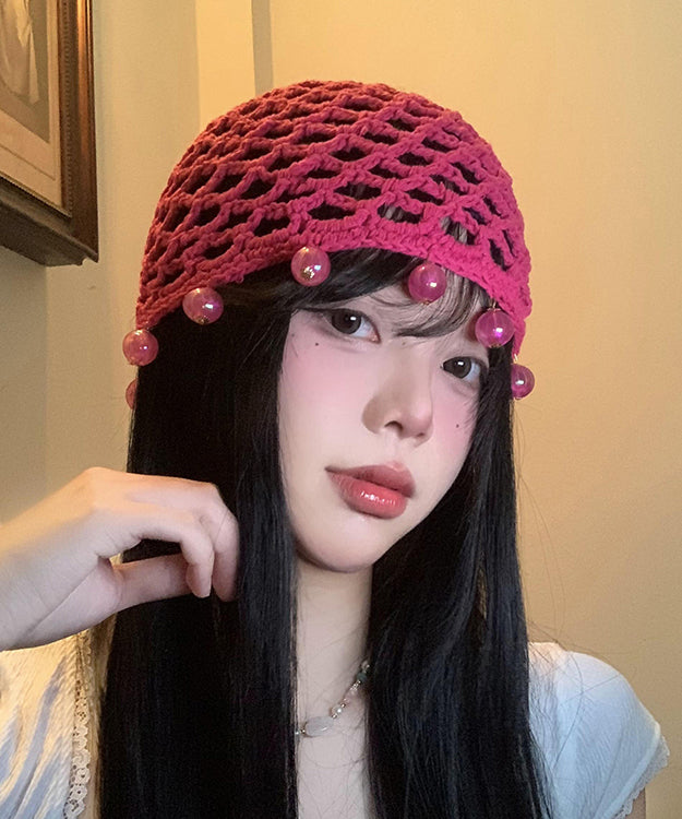 Handmade Rose Hollow Out Bead Knit Boonie Hat