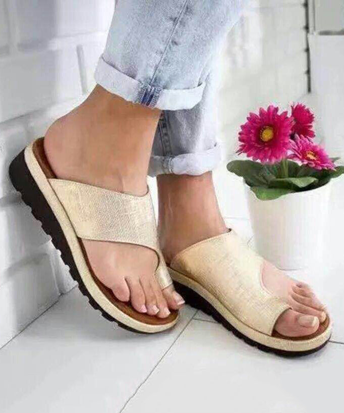 European and American Style Khaki Slippers Shoes Splicing