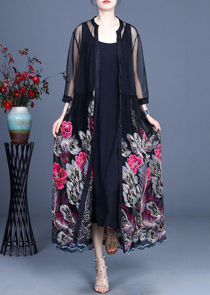 Simple Blue Retro Summer Tulle Vacation Cardigans