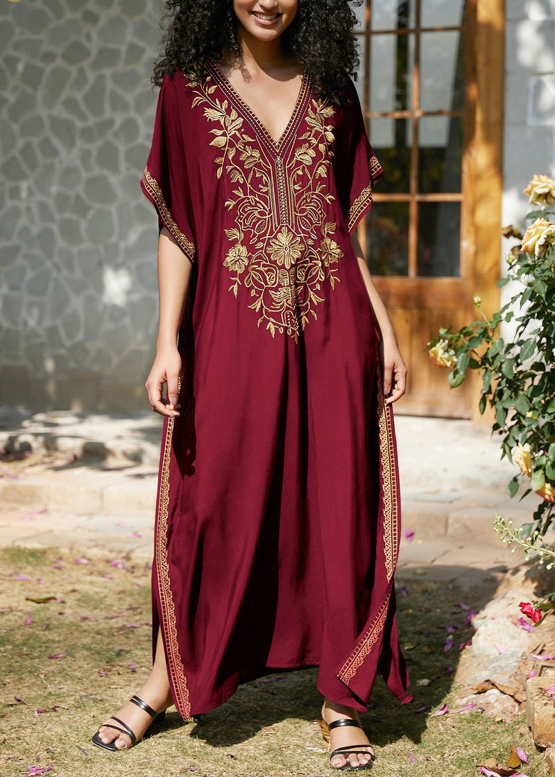 Mulberry Embroidered Side Open Cotton Dress Summer