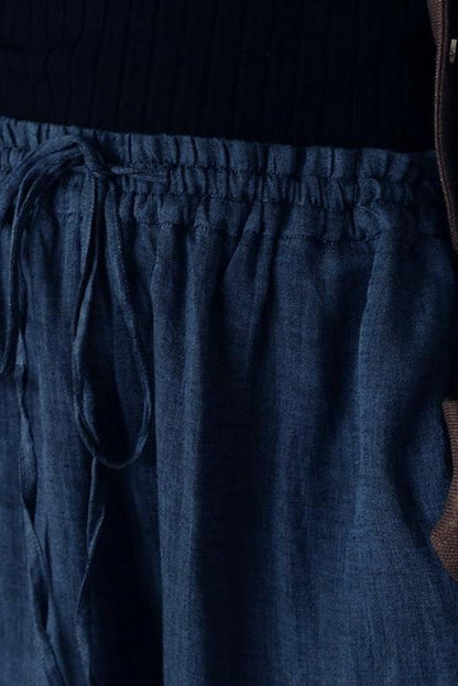 Wowen Linen Elastic Waist Turnip Pants