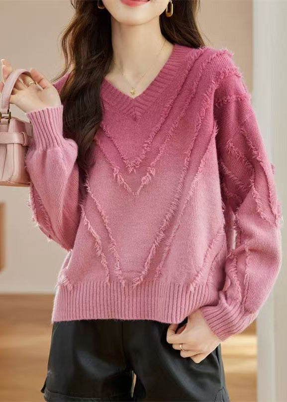 Rose Tasseled Cozy Wool Knit Sweater Fall