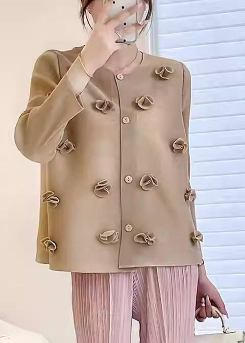 Unique Purple O Neck Wrinkled Silk Top Fall