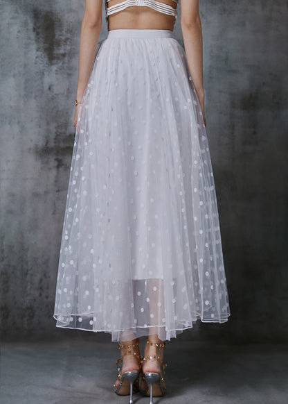 White Print Exra Large Hem Tulle Skirts Summer