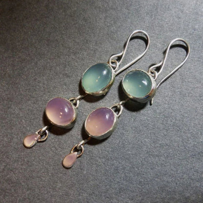 Silver Bicolour Crystal Earrings