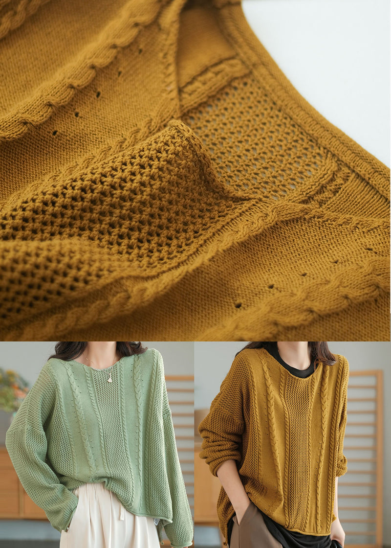 Green Knit Sweaters O-neck Oversized Winter