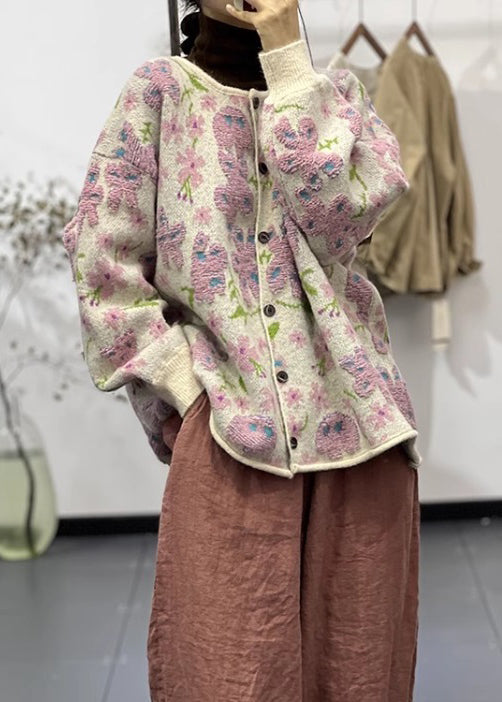 Versatile Jacquard Button Thick Knit Sweater Autumn