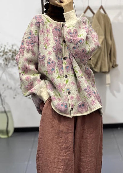 Versatile Jacquard Button Thick Knit Sweater Autumn