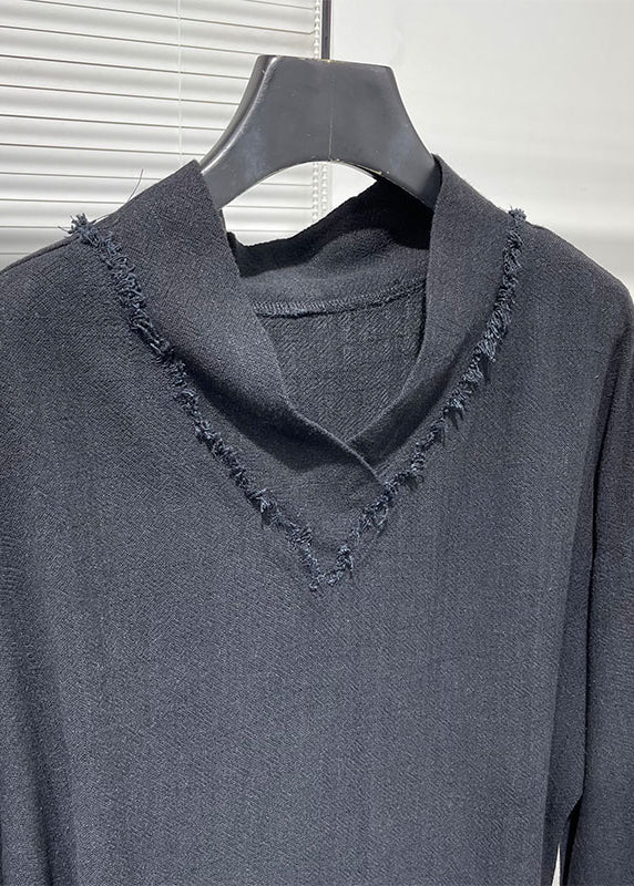Original Asymmetrical Loose Linen T Shirt for Bat Sleeves