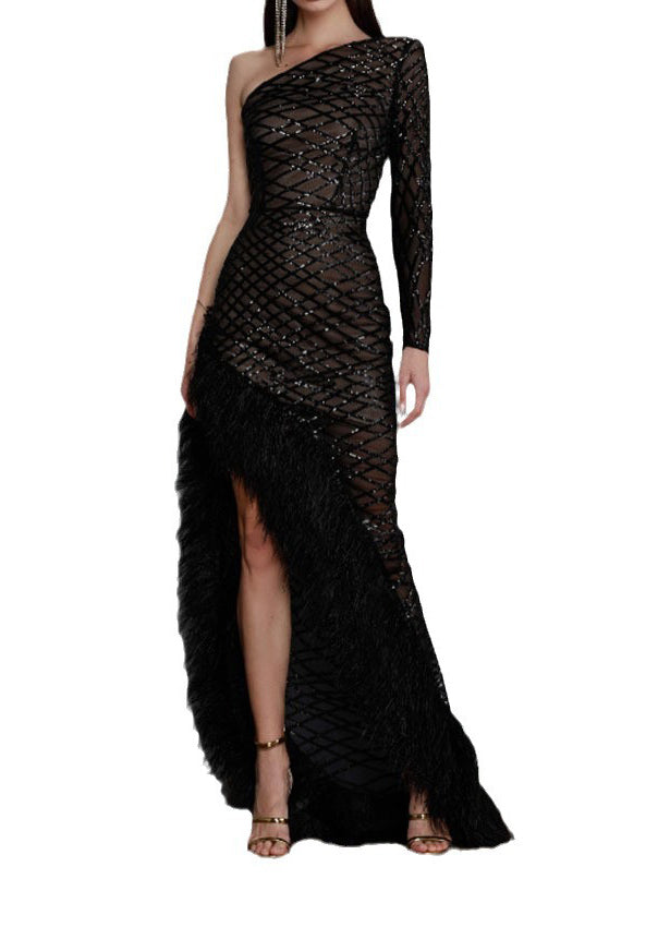 White One-shoulder Asymmetrical Patchwork Tulle Party Dresses Summer