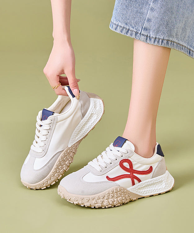 Yellow Suede Splicing Sport Flat Shoes Lace Up