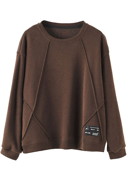 Purple O-neck Patchwork Knit Fall Pullover Street Wear