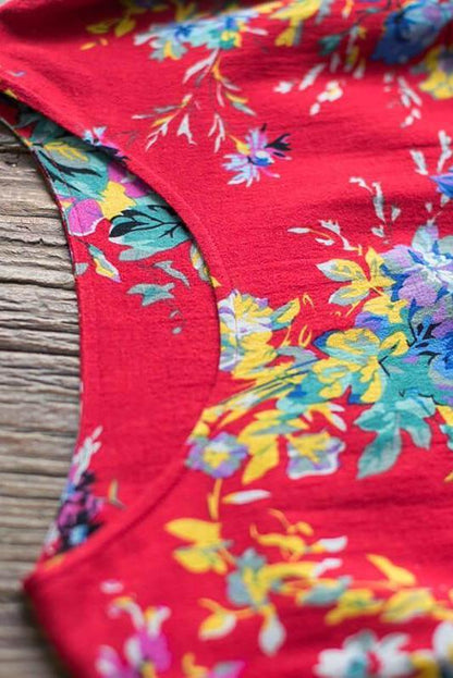 Limited Stock-100% Cotton Retro Draped Print Dress