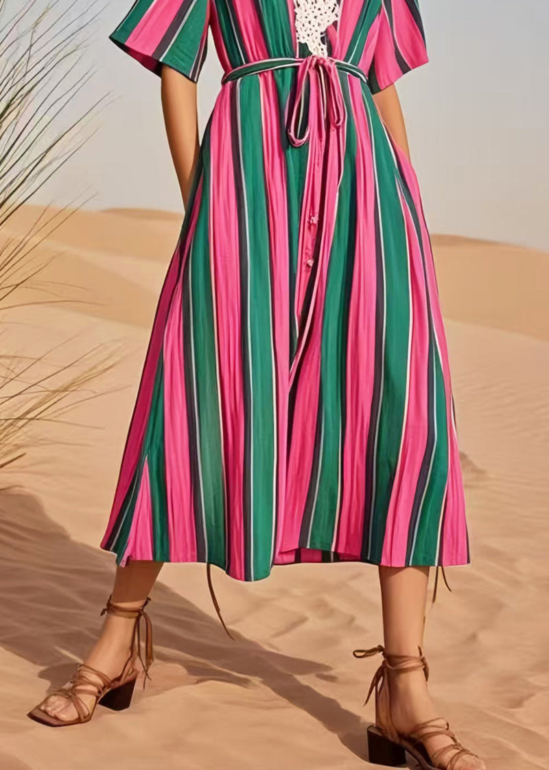 Multicolour Striped Cotton Tunic Dress Summer