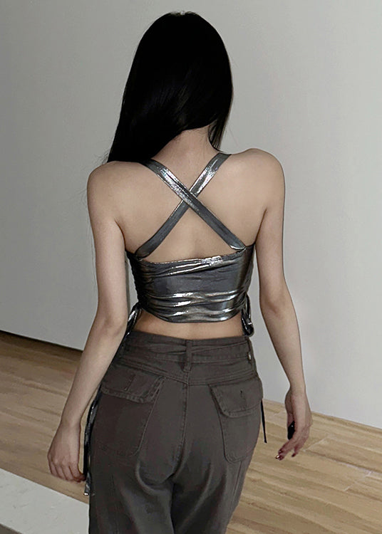 Spicy Girl Bright Face Cinched Short Top Summer