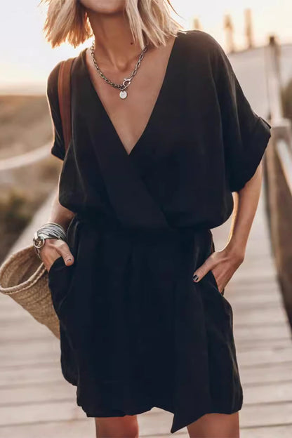 Simplicity Pocket V Neck a Line Dresses