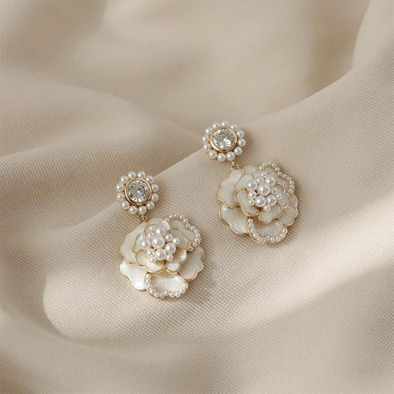 White Blossom Pearl Earrings