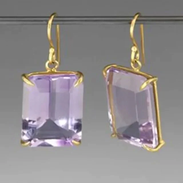 Purple Zirconia Gold Earrings