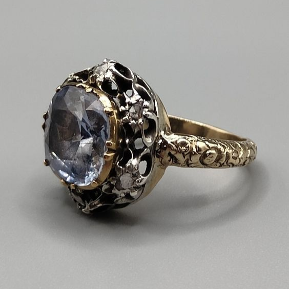 Inlaid Glass Gold & Silver Ring