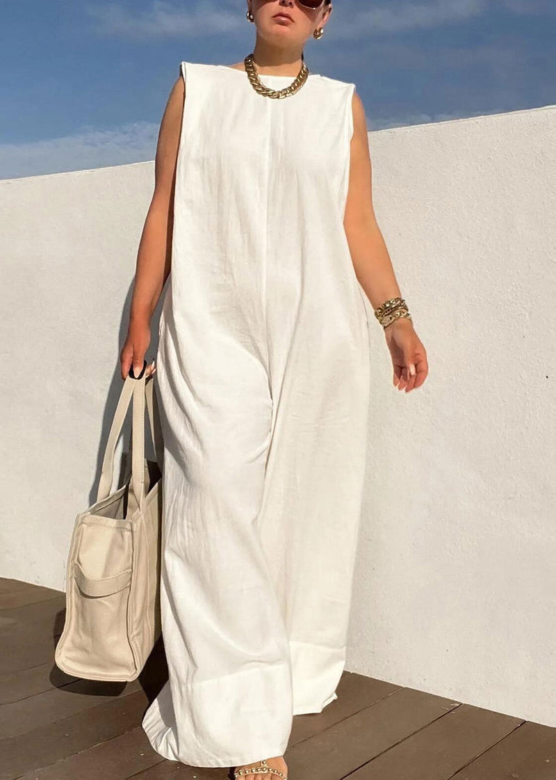 Brief White Slash Neck Jumpsuits Summer