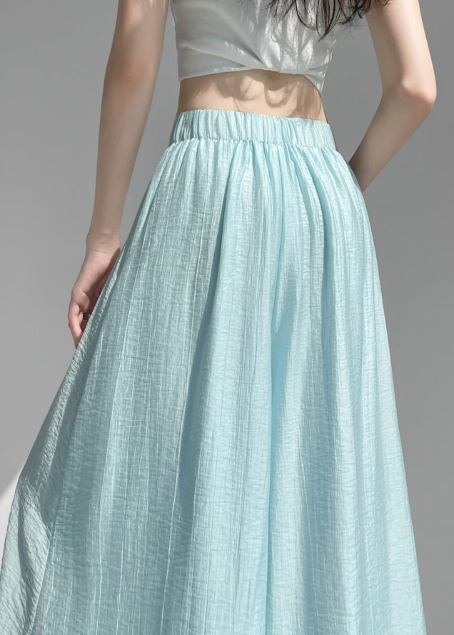 Original Blue High Waist Cotton Wide Leg Pants Summer