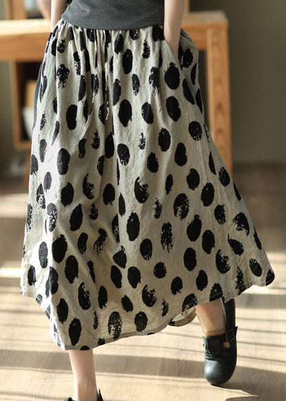 Diy White Texture Wrinkled Exra Large Hem Print Linen Skirts Spring