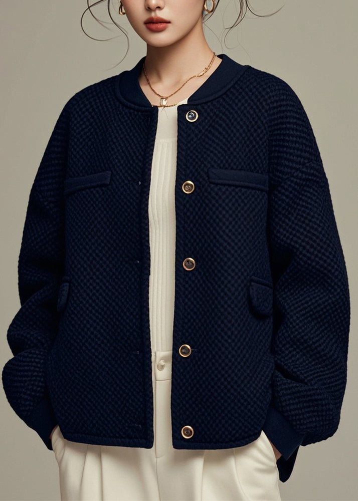 Loose Black Button Cotton Coats Winter