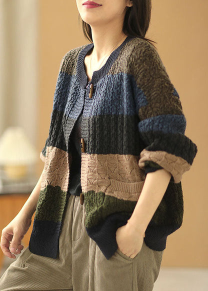 O-neck Pockets Button Fall Knit Knit Coat
