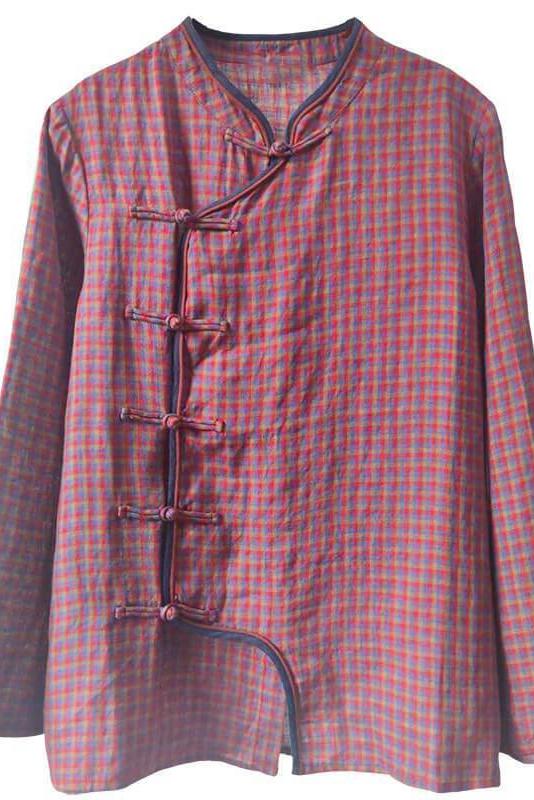 Limited Stock- Retro Plaid 100% Linen Shirt