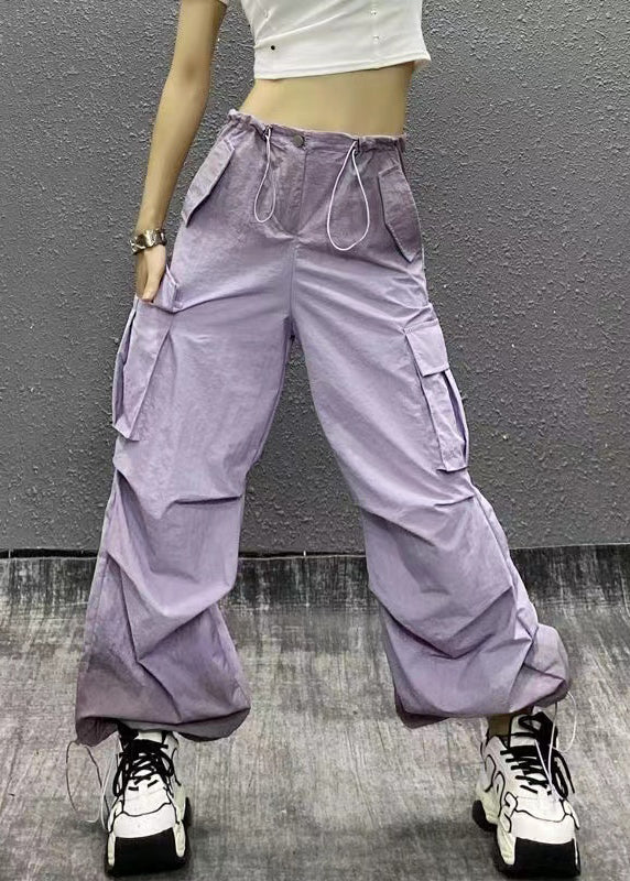 New White Gradient Drawstring Thin Beam Pants Summer