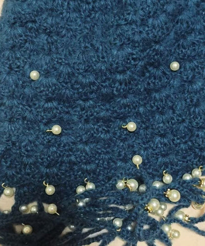 Blue Tassel Nail Bead Knit Bonnie Hat