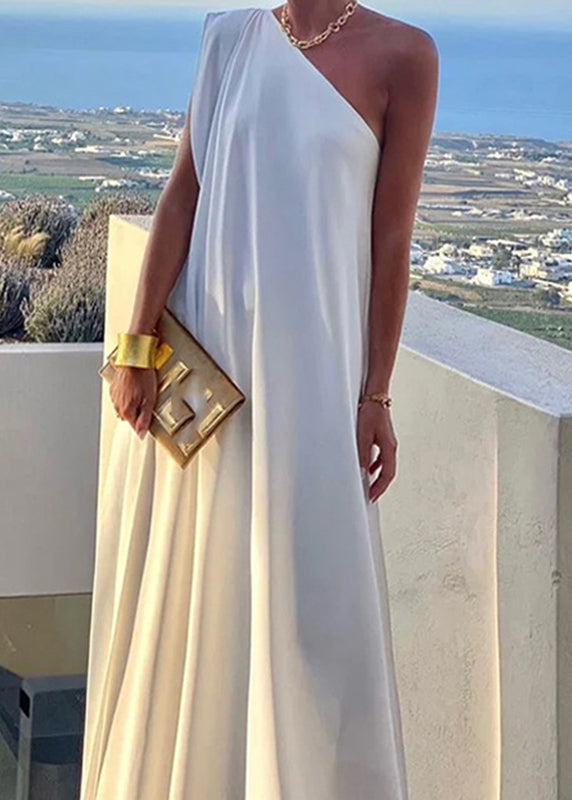 White One Shoulder Long Dress Summer